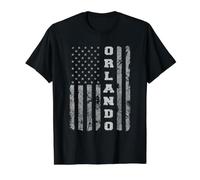 Orlando, Florida, American Flag Value Graphic T-Shirt, Men, Black, S