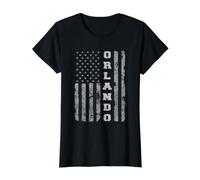 Orlando, Florida, American Flag Value Graphic T-Shirt, Women, Black, S