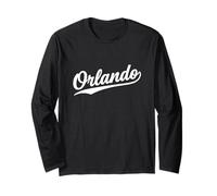 Orlando Florida Cool Retro Script 1970s White Text Vintage Long Sleeve T-Shirt