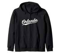 Orlando Florida Cool Retro Script 1970s White Text Vintage Zip Hoodie