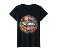 Orlando, Florida FL USA Theme Parks Value Graphic T-Shirt, Women, Black, M