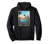 Orlando Florida Retro Vintage Skyline Sunset Cityscape Pullover Hoodie
