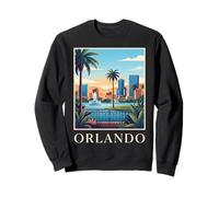 Orlando Florida Retro Vintage Skyline Sunset Cityscape Sweatshirt
