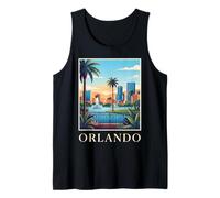 Orlando Florida Retro Vintage Skyline Sunset Cityscape Tank Top