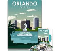 Orlando Florida Travel Art 1000 Pieces Jigsaw Puzzle for Adults& Teens,Toys Educational Games Stress Relieving Wishlist with Santa Claus 38x26cm