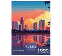 Orlando Skyline Sunset 1000 Piece Jigsaw Puzzle, Historic Square Architecture, Screen-Free Fun, Matte Printed Jigsaw, for Travel Lovers, 38x26cm/1000pcs