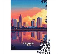 Orlando Skyline Sunset Jigsaw Puzzle 1000 Pieces, Global Monument Landscape, Interlocking Paper Pieces for Families, Travel Gift, Decorative Artwork, 70x50cm/1000pcs