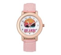 Orlando Sunset Palm and Trees Women’s Watch Quartz Wristwatch Analog with Leather Strap for Office