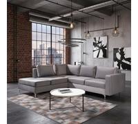 Orlando Velvet Living Room Corner Sofa Metal Legs Freestanding Upholstered Back 2355Cm 212Cm 85Cm Light Grey Left