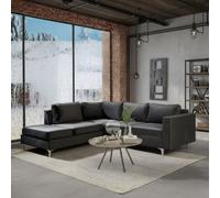Orlando Velvet Upholstered Corner Sofa With Metal Legs Decorative Cushions Included 2355X212X85Cm Black Left