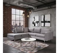 Orlando Velvet Upholstered Corner Sofa With Metal Legs Decorative Cushions Included 2355X212X85Cm Light Grey Left