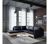 Orlando Wood Corner Sofa Hr Foam Polyurethane Wave Springs Metal Legs Wooden Frame 235X212X85Cm Black And Artisan Left