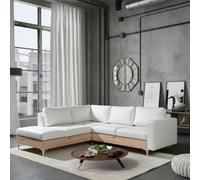 Orlando Wood Corner Sofa Hr Foam Polyurethane Wave Springs Metal Legs Wooden Frame 235X212X85Cm White And Artisan Left