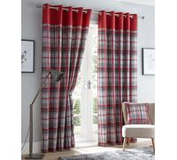Portfolio Home Orleans Check Eyelet Curtain - Red - 46 x 54"