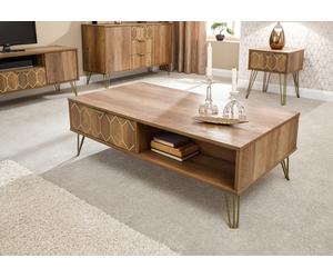 Orleans Industrial Lamp Coffee Table Console Desk Cabinet Living Room Mango