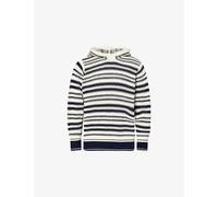 Orlebar Brown Mens Orlebar Brown Kirk Striped Cotton Hoodie White Sand/Night Iris 2XL