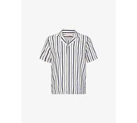 Orlebar Brown Mens Orlebar Brown Maitan Chenille Striped Cotton-Blend Shirt White Sand/Night Iris M