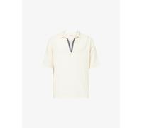 Orlebar Brown Mens Orlebar Brown Ridley Embroidery Cotton-Knit Polo Shirt White Sand/Night Iris M
