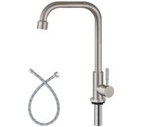 ORLEIMI Cold Water Kitchen Faucet Commercial Bar Tap Single Lever Handle 304 Stainless Steel Brushed Nickel Decked Mounted Single Hole Modern