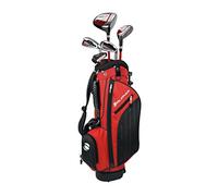 Orlimar ATS Junior Boys' Red/Black Series Set (LH Ages 9-12) | Red/Black Series Fits Kids 52-60” Tall, Golf Bag with Stand, Driver, Hybrid, 7-iron, Wedge, Putter & Headcovers, Graphite