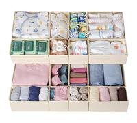 ORLISA 16 Pack Drawer Organizers compatible with HEMNES Dresser, Foldable Storage Boxes for Clothes, Modular use for Wardrobes and Changing Tables, Beige