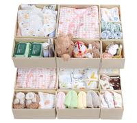 ORLISA Beige Drawer Organiser for MALM Drawers, 14 Pack Clothes Storage Organisers, Foldable Fabric Drawer Dividers for Underwear Socks Bras, 3 Sizes Organiser Boxes