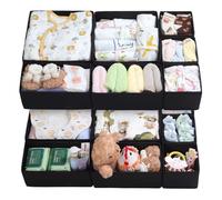 ORLISA Black Drawer Organiser for MALM Drawers, Fabric Clothes Storage Organiser 14 Pack, Foldable Dividers for Underwear Socks Bras, 3 Size Set Drawer Boxes