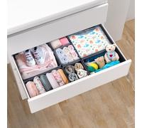 ORLISA Drawer Organisers, Drawer Dividers for Clothes, Set of 7, 3 Size Foldable Baby Drawer Organiser, Stay Organised, for Wardrobe or Chest of Drawers Clothes Storage, Grey