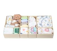 ORLISA Drawer Organizer Clothes-Dresser Organizer for Nursery-Compatible Baby Clothes Organizer and Storage & General Nursery Organization or Dresser Drawer Organizer Foldable Bins Beige