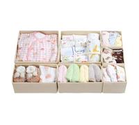 ORLISA Set of 7 Drawer Organisers, Compatible with Malm Chest of Drawers, Foldable Storage Boxes for Clothes, Suitable for Cupboard and Changing Table, Beige