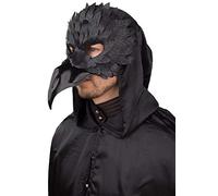 ORLOB Black Raven Mask with Rubber Feathers and Beak
