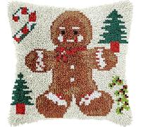 ORLUMY Anime Animals Latch Hook Kits Christmas Gingerbread Man DIY Hooks Knitted Embroidered Carpet Pillow Embroidery Latch Hook Carpet Kit 43X43Cm