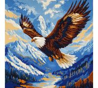 ORLUMY Cartoon Animals Latch Hook Kits Flying Eagle in Mountain Latch Hook Kit Hanging Needlework Pillow Cover Latch Hook Carpet Kit 17X17 Inch