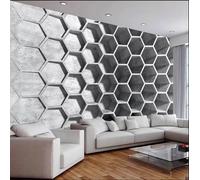 ORLUMY Custom 3D Photo Mural Stereoscopic Abstract Geometric Honeycomb Art Cement Ash Mural Room Background Wall Decoration Wallpapers-250X175Cm