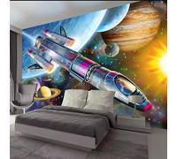 ORLUMY Custom Photo 3D Poster Wallpaper Hand Painted Cartoon Space Universe Rocket Children Room Mural Wall Paper Kids Bedroom Home Decor-350X245Cm