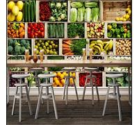 ORLUMY Custom Size 3D Mural Wall Paper Vegetable Market Fruit Shop Poster Wall Painting Restaurant Kitchen Photo Background Wallpaper-250X175Cm