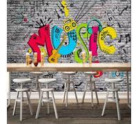 ORLUMY Custom Size 3D Wallpaper Graffiti Art Music Brick Wall Painting Ktv Restaurant Living Room Sofa Bedroom Tv Background Wall Mural Wallpaper Home Decor-150X105Cm