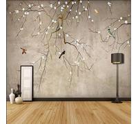 ORLUMY Custom Wall Murals 3D Hand Painted Flower Bird Oil Painting Abstract Art Mural Study Wallpaper Iving Room Sofa Bedroom Tv Background Wall Mural Wallpaper Home Decor-300X210Cm