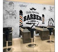 ORLUMY Custom Wall Paper 3D Retro Hairdressing Hair Barber Shop Background Photo Mural Wallpaper Poster Bedroom Wall Home Decor Fresco-400X280Cm