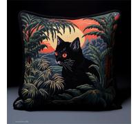 ORLUMY Cute Animals Latch Hook Kits Black Cat and Plants Latch Hook Kits DIY Throw Pillow Cover Craft Kits Embroidery Kits with Printed Canvas 43x43cm