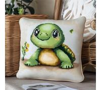 ORLUMY DIY Latch Hook Cushion Kits Cartoon Turtle Latch Hook Kits Fantasy Animals Latch Hook Kits DIY Throw Pillow Cover Craft Kits Embroidery Kits with Printed Canvas 43x43cm