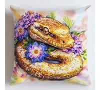 ORLUMY DIY Latch Hook Cushion Kits Snakes and Flowers Latch Hook Kits Cartoon Animals DIY Latch Hook Kitslatch Hook Embroidery Set Crochet Needlework Crafts with Latch Hook Tool 43x43cm