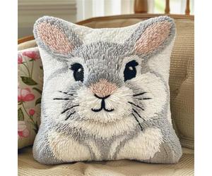 ORLUMY DIY Latch Hook Cushions Cartoon Mouse Latch Hook Kits Cute Animals 3D Pillow Materials Package Cover Latch Hook Kits Cushion Embroidery Set Craft Home Decoration 43x43cm