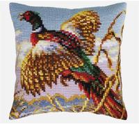 ORLUMY DIY Latch Hook Cushions Colored Pheasant Latch Hook Kits Fantasy Animals 3D Pillow Materials Package Cover Latch Hook Kits Cushion Embroidery Set Craft Home Decoration 43x43cm