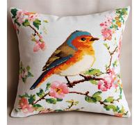 ORLUMY DIY Latch Hook Kitslatch Hook Kits Pink Robin Latch Hook Kits for DIY Throw Pillow Cover Craft Kits with Printed Canvas 17X17 Inch