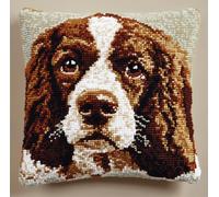 ORLUMY DIY Latch Hook Kitslatch Hook Kits Springer Spaniel Dog DIY Latch Hook Kits Pillow Needlepoint Cushion Kit for Home Décor Needlework Set for Adult Beginners 17X17In