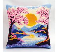 ORLUMY Fantasy Animals Latch Hook Kits Cherry Blossom Japanese DIY Latch Hook Kits Yarn Kits Pillow Rug Pattern Arts and Crafts Crochet Needlework 17X17 Inch