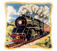 ORLUMY Fantasy Animals Latch Hook Kits Train DIY Latch Hook Kits Yarn Kits Pillow Rug Pattern Arts and Crafts Crochet Needlework 43X43Cm