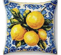ORLUMY Latch Hook Cushion Kits for Adults Lemon Latch Hook Kit Hanging Needlework Pillow Cover Latch Hook Carpet Kit 17X17 Inch