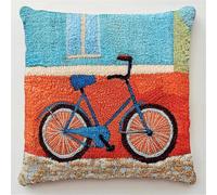 ORLUMY Latch Hook Kits Bike Latch Hook Cushion Kits DIY Cross Stitch Sofa Cushion Cover with Latch Hook Tool Fit for Teenager and Adults Latch Hook Cushion Cover Kit 43X43Cm